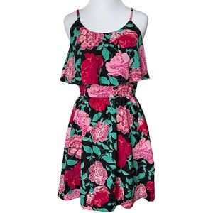 ELLE Black and Pink Floral Sundress / Size XS